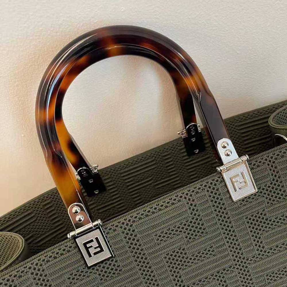 Fendi Women Sunshine Medium FF Fabric Shopper-Green