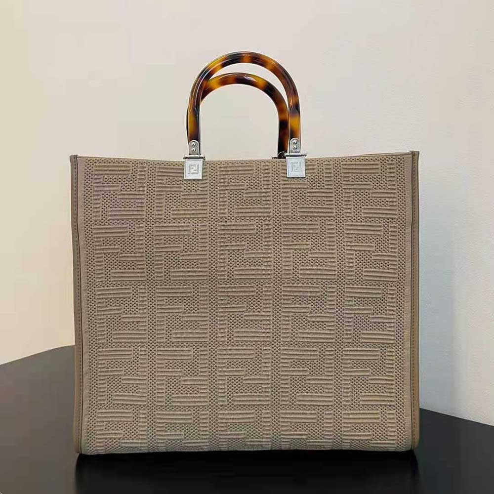 Fendi Women Sunshine Medium FF Fabric Shopper-Brown