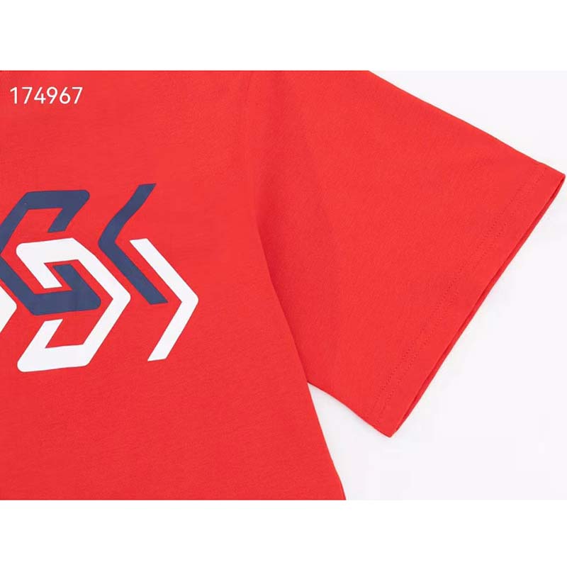 G*u*i gg men cotton jersey t-shirt red G*u*i mirror print crewneck oversize fit