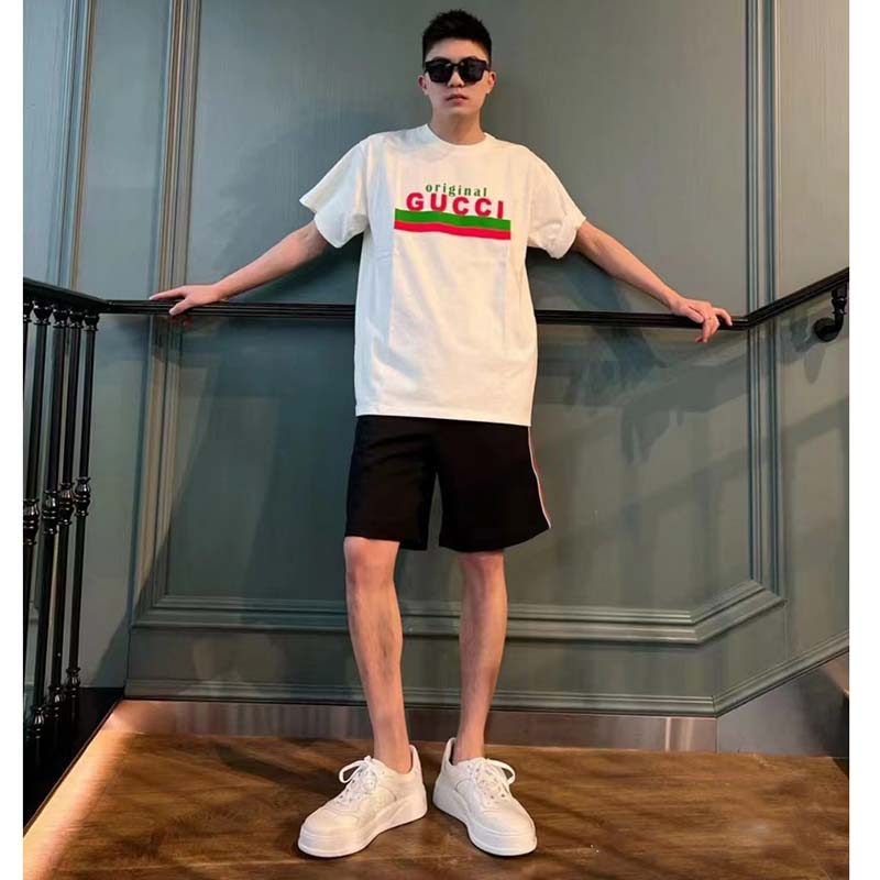 G*u*i gg men original G*u*i print oversize t-shirt white cotton jersey crewneck