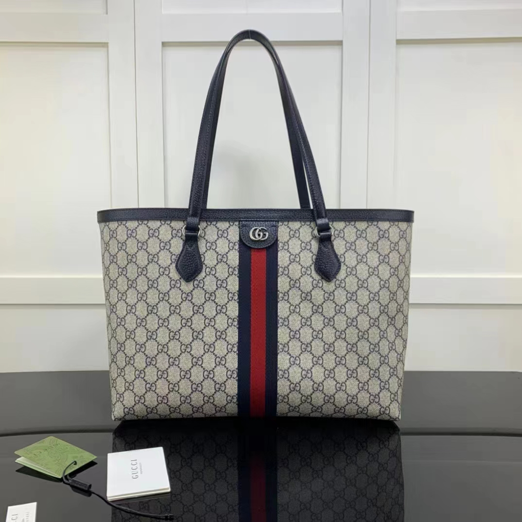 G*u*i gg unisex ophidia medium gg tote bag beige blue supreme canvas