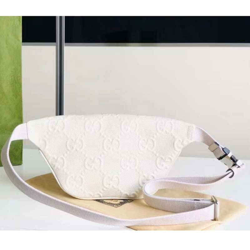 G*u*i unisex gg embossed belt bag white tonal leather