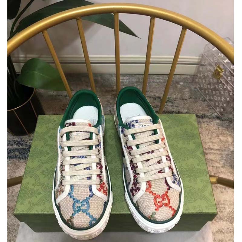 G*u*i unisex gg G*u*i tennis 1977 sneaker green red web flat 2 cm heel