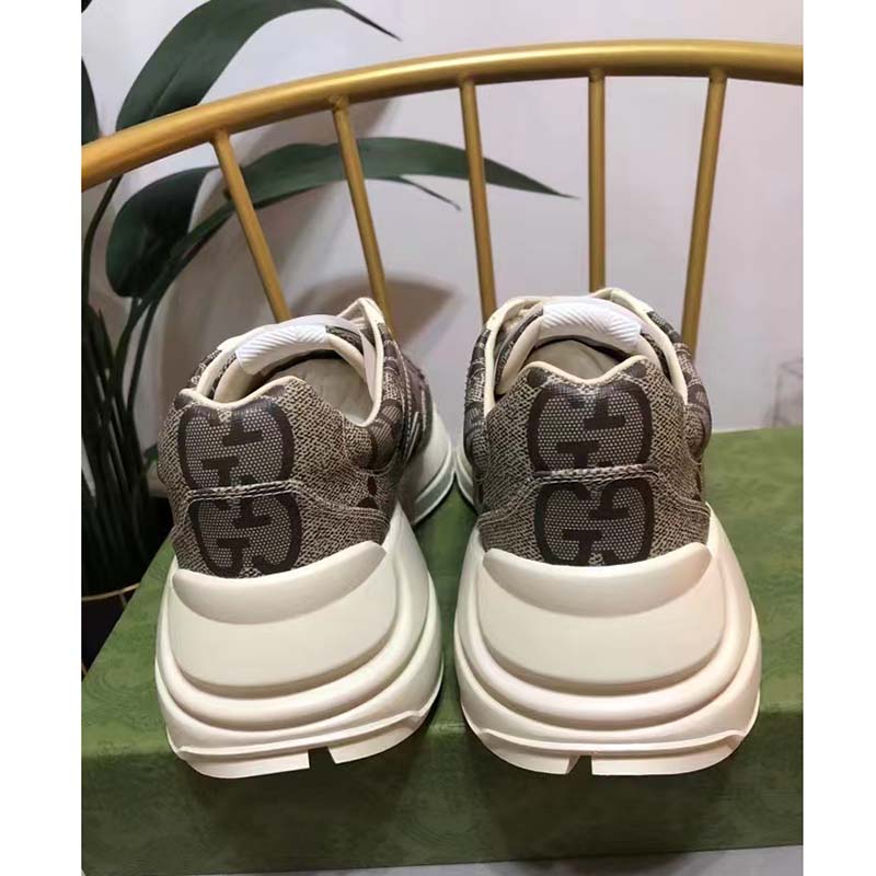 G*u*i unisex gg rhyton sneaker beige ebony maxi gg supreme canvas 4 cm heel