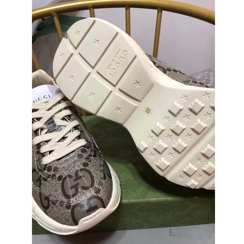 G*u*i unisex gg rhyton sneaker beige ebony maxi gg supreme canvas 4 cm heel