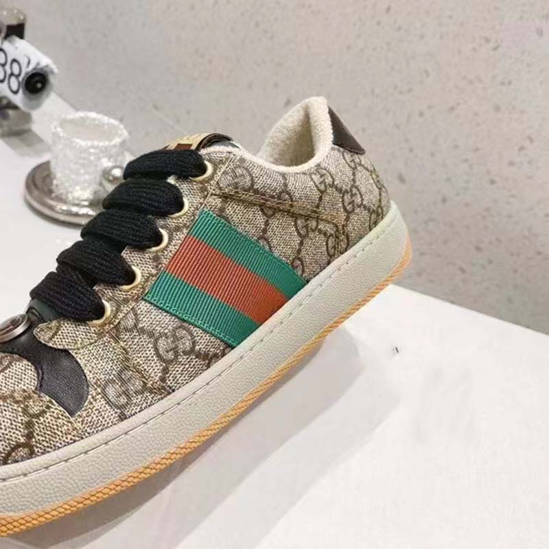 G*u*i unisex gg screener sneaker beige ebony gg supreme canvas green red web