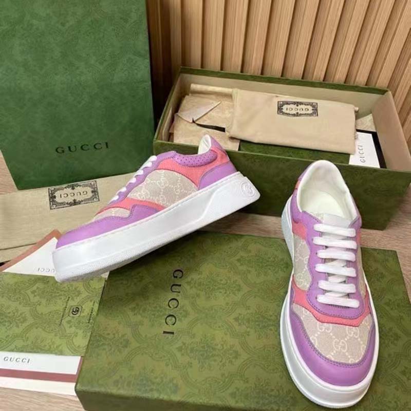 G*u*i unisex sneaker white beige gg supreme canvas printed interlocking g