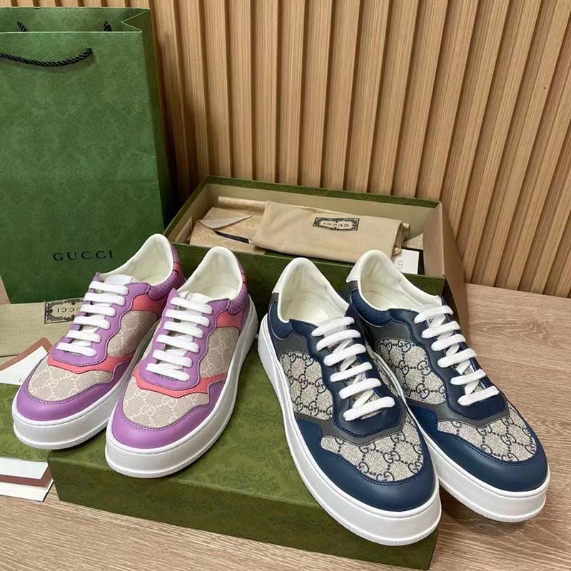 G*u*i unisex sneaker white beige gg supreme canvas printed interlocking g