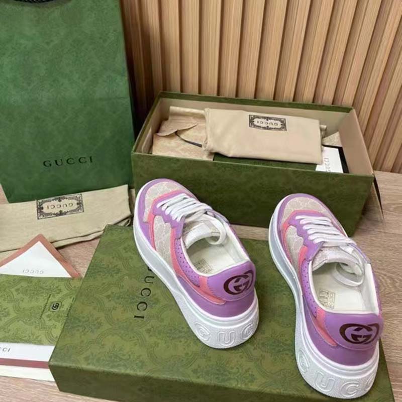 G*u*i unisex sneaker white beige gg supreme canvas printed interlocking g