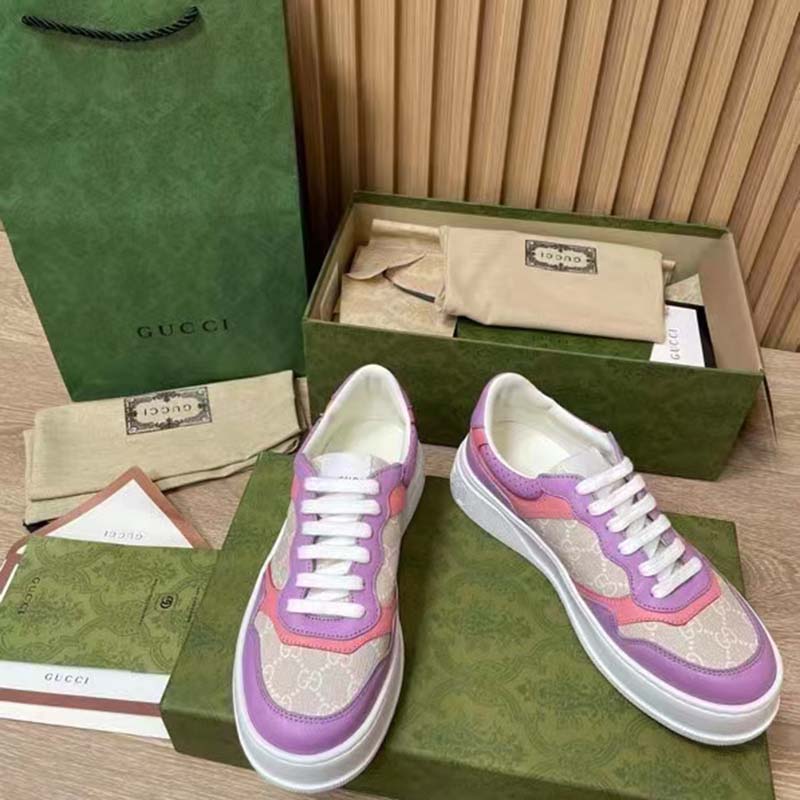 G*u*i unisex sneaker white beige gg supreme canvas printed interlocking g