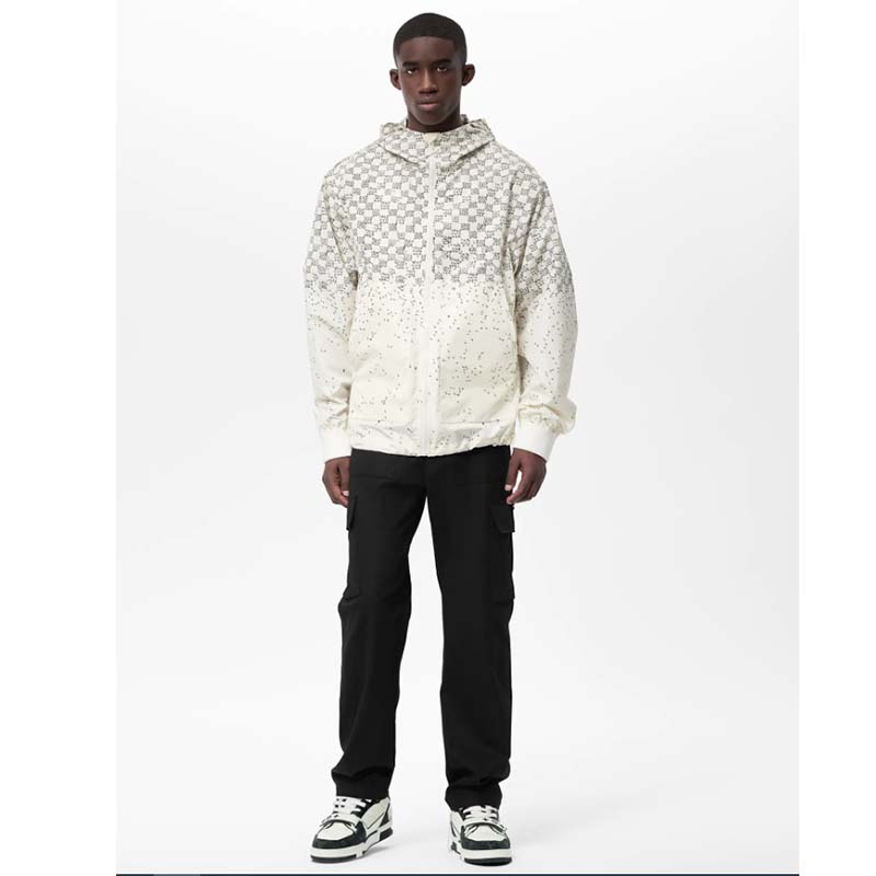 Louis Vuitton LV Men Damier Spread Windbreaker Polyester Optical White Regular Fit