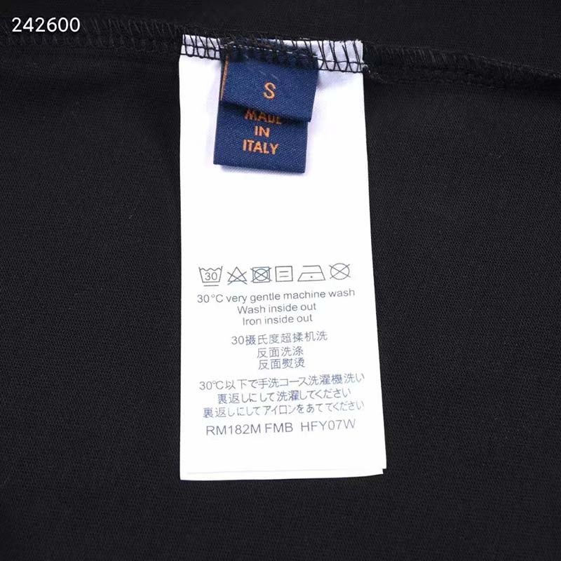 Louis Vuitton LV Men Spread Embroidered T-Shirt Cotton Black Regular Fit