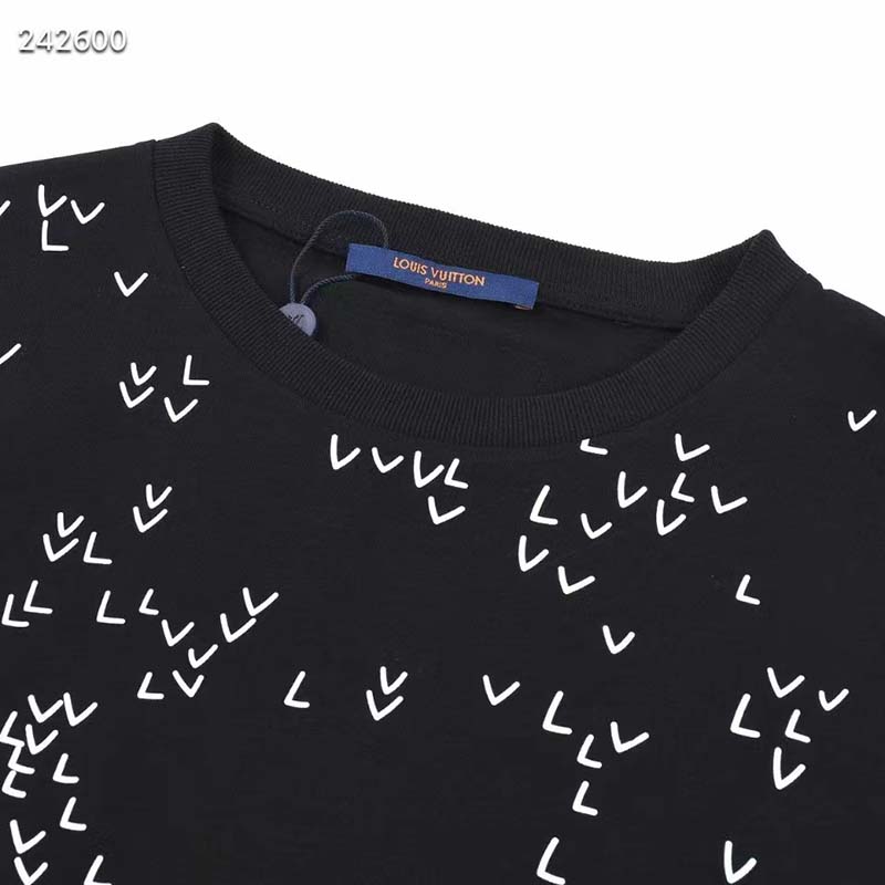 Louis Vuitton LV Women Spread Embroidered T-Shirt Cotton Black Regular Fit