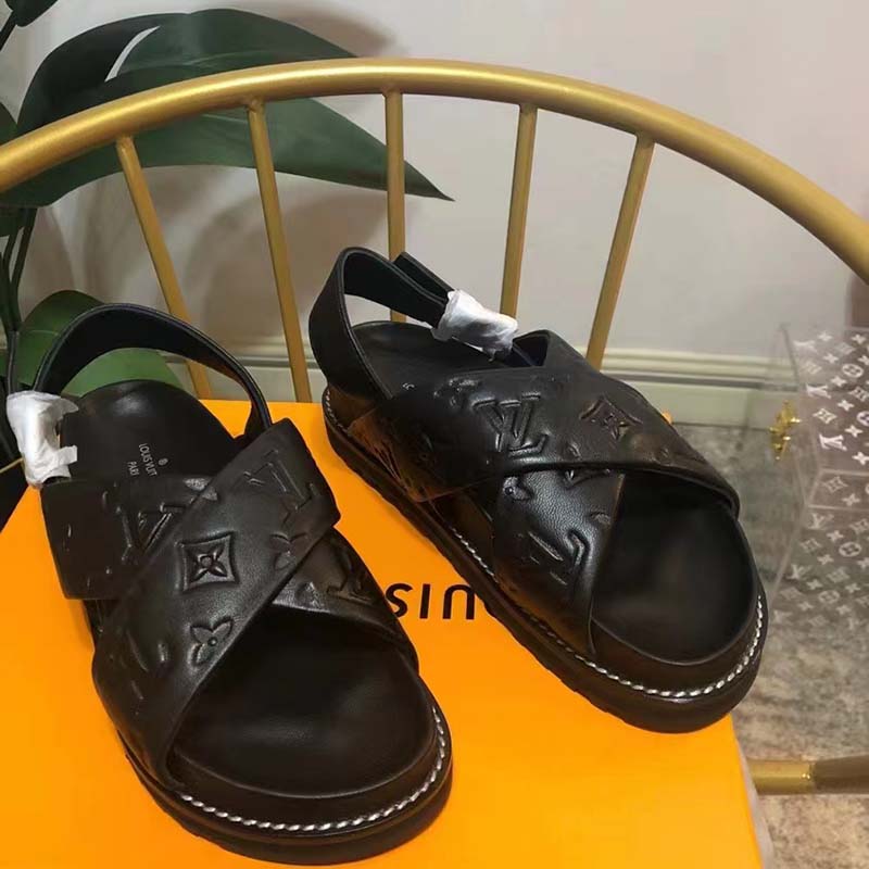 Louis Vuitton LV Unisex Black Monogram Embossed Lambskin Anatomic Insole