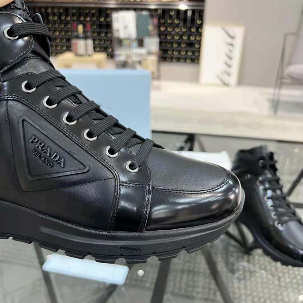 Prada Men PRAX 01 Re-Nylon and Brushed Leather Sneakers