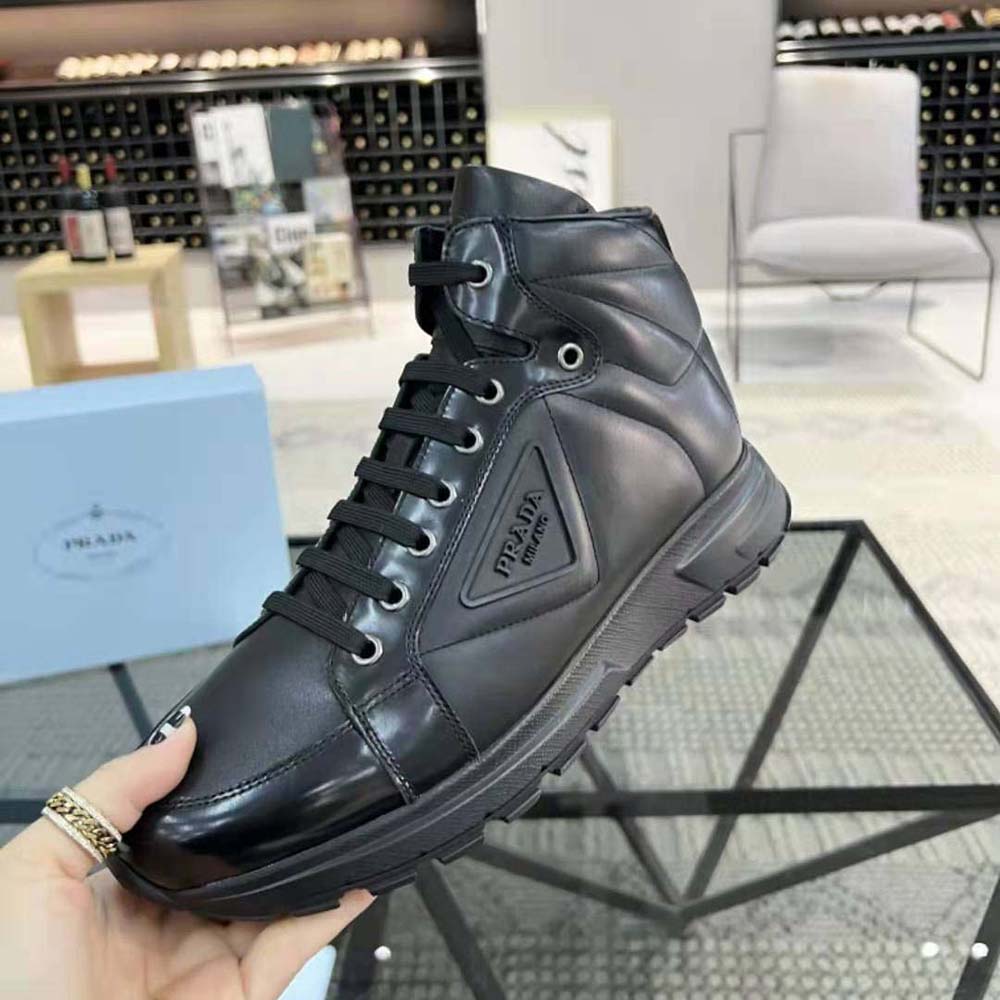 Prada Men PRAX 01 Re-Nylon and Brushed Leather Sneakers