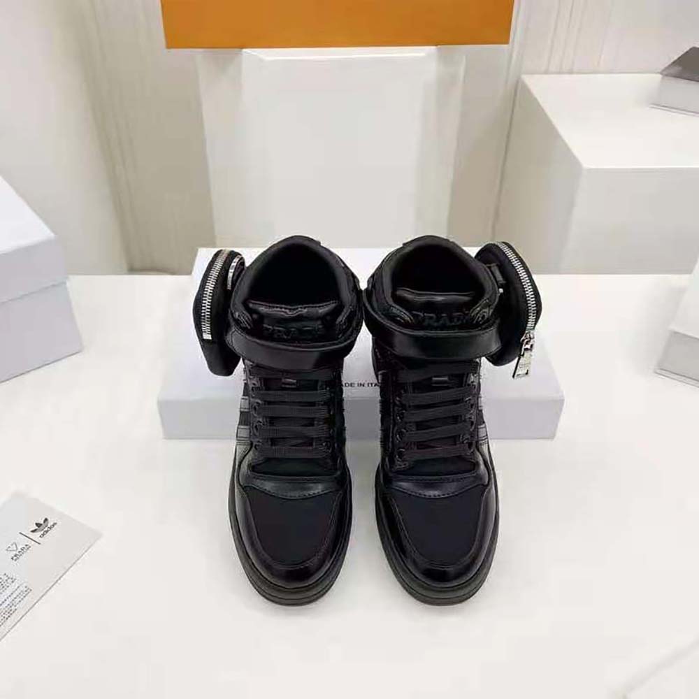 Prada Women Adidas for Prada Re-Nylon Forum High-Top Sneakers-Black