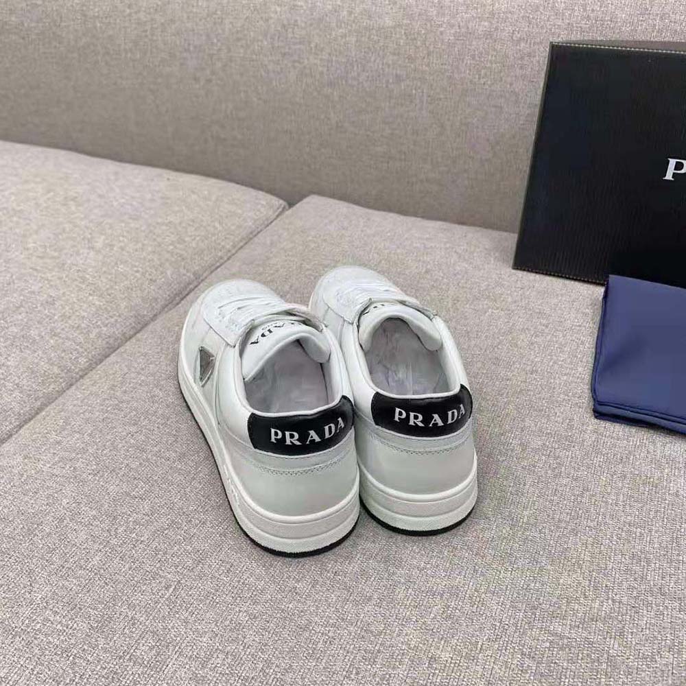 Prada Women Downtown Perforated Leather Sneakers-White