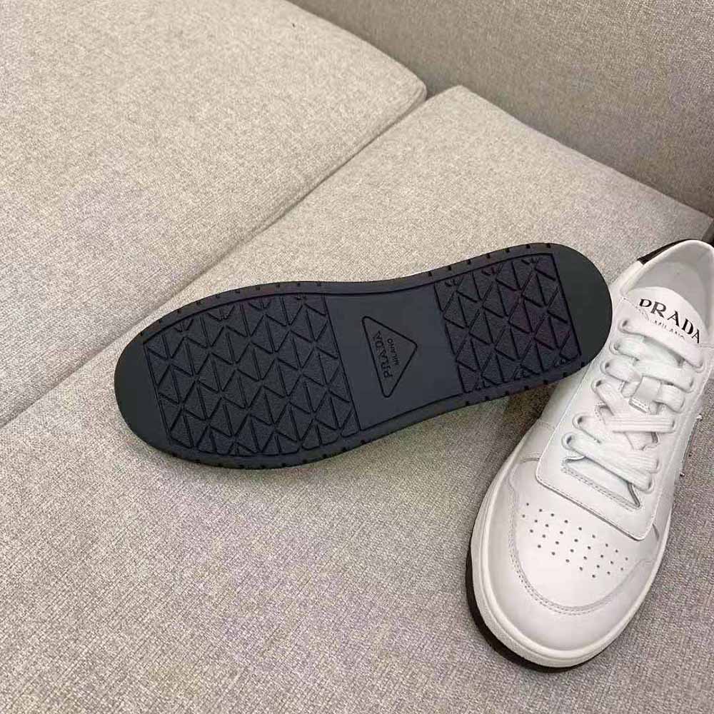 Prada Women Downtown Perforated Leather Sneakers-White