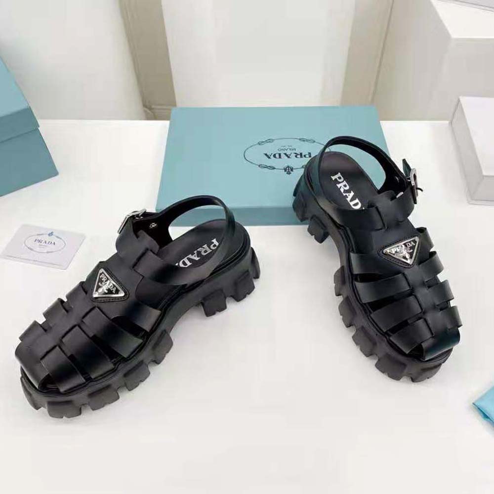 Prada Women Foam Rubber Sandals in 55 mm Heel Height-Black