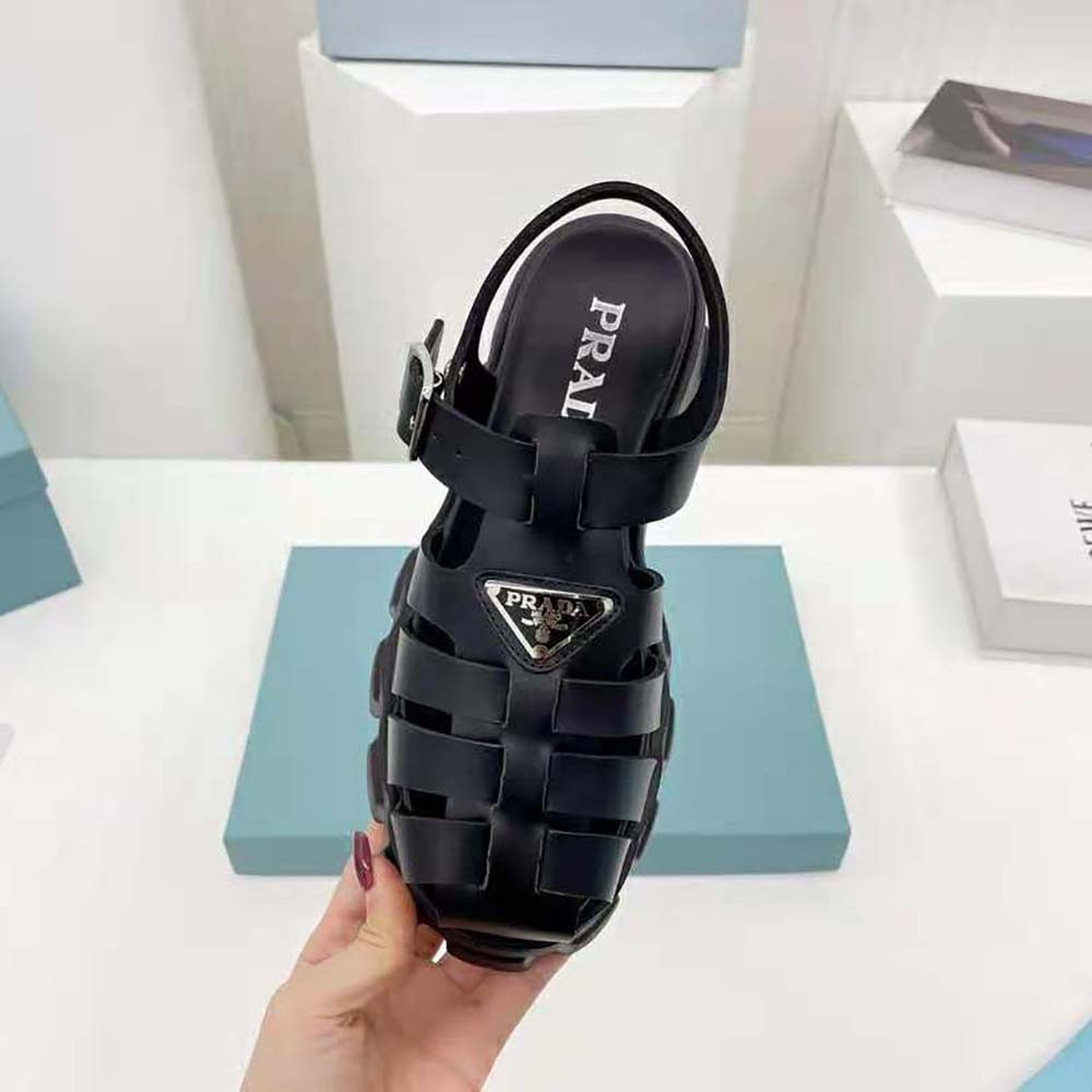 Prada Women Foam Rubber Sandals in 55 mm Heel Height-Black