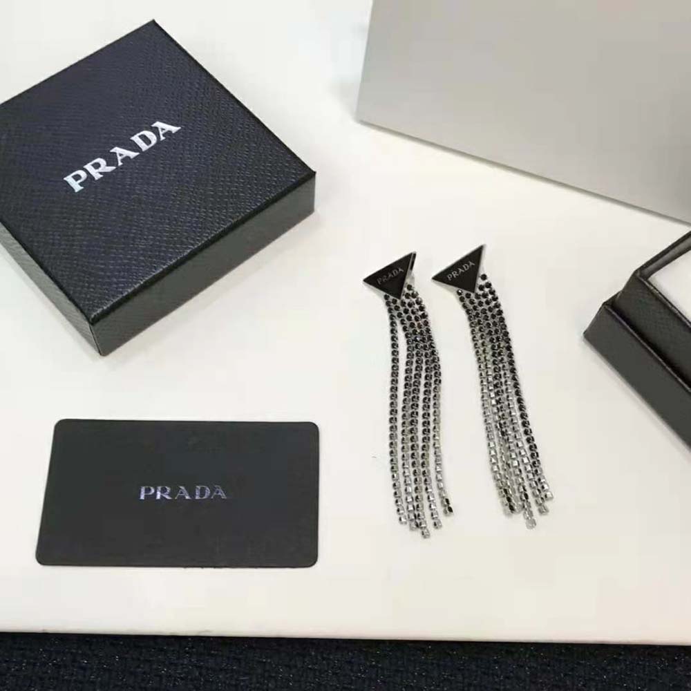Prada Women Prada Symbole Drop Earrings-Black