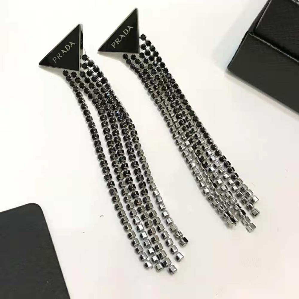 Prada Women Prada Symbole Drop Earrings-Black