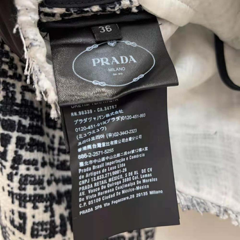 Prada Women Printed Fabric and Re-Nylon Jacket-Black
