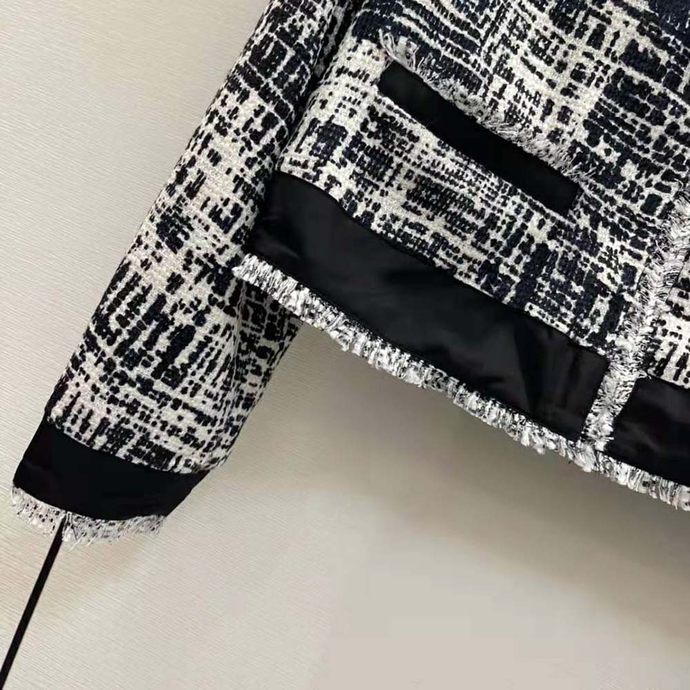 Prada Women Printed Fabric and Re-Nylon Jacket-Black