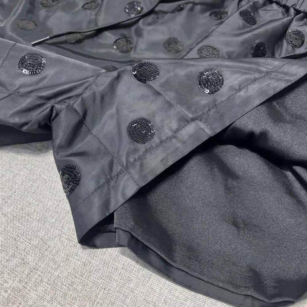 Prada Women Re-Nylon Sequin Shorts-Black