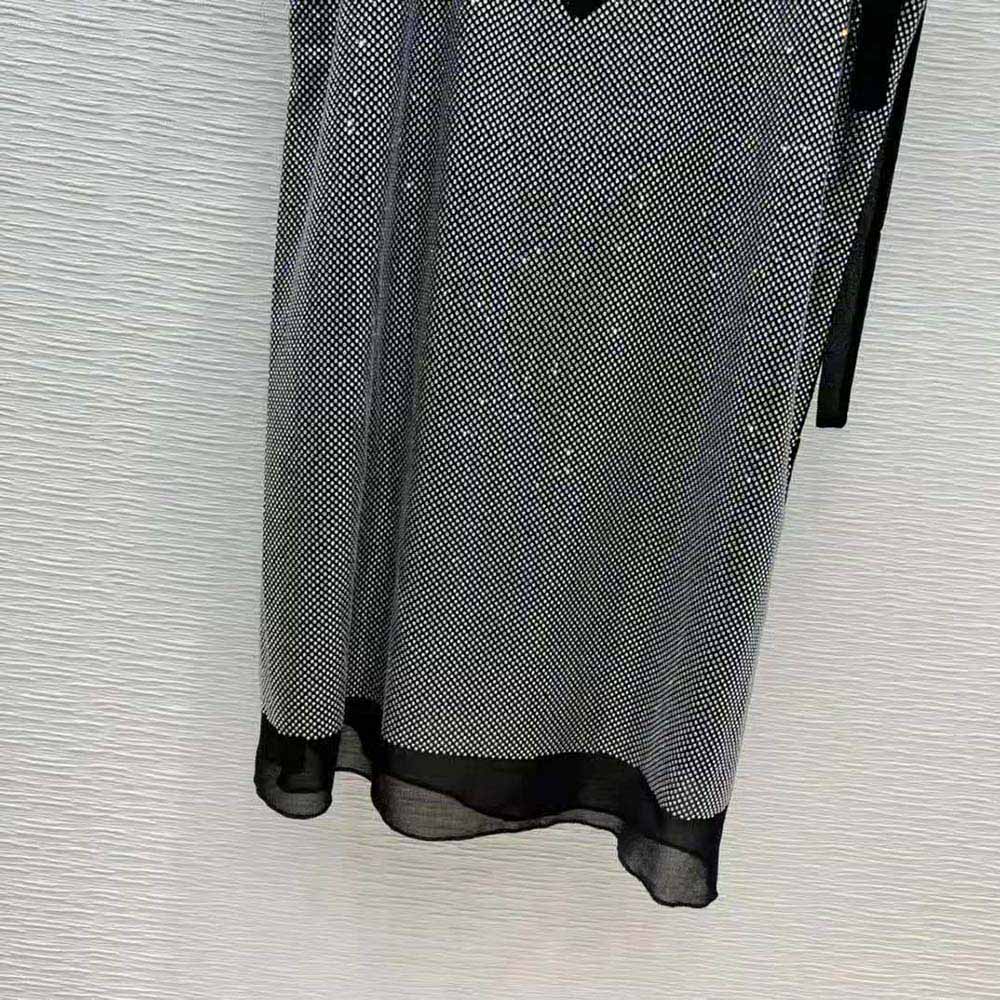 Prada Women Studded Chiffon Dress with a Fluid Silhouette