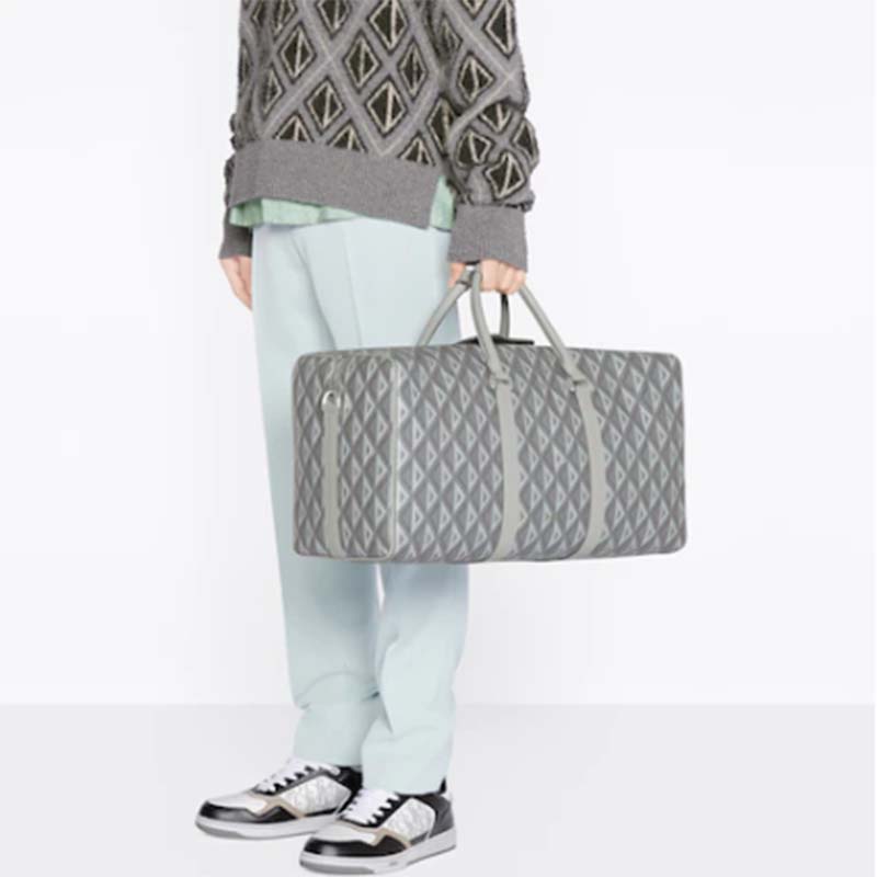 dior unisex cd lingot 50 duffle bag gray cd Di*m*nd canvas