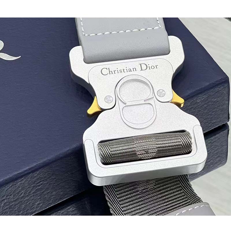 dior unisex cd saddle bag gray cd Di*m*nd canvas smooth calfskin