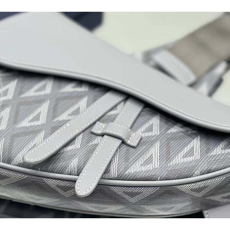 dior unisex cd saddle bag gray cd Di*m*nd canvas smooth calfskin