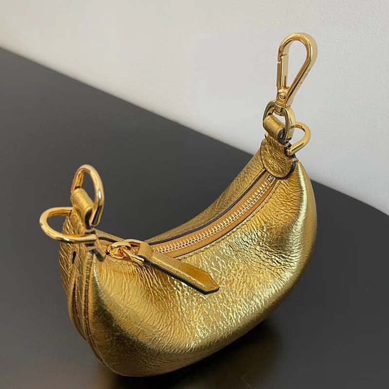 Fendi Women FF Fendigraphy Gold Leather Charm