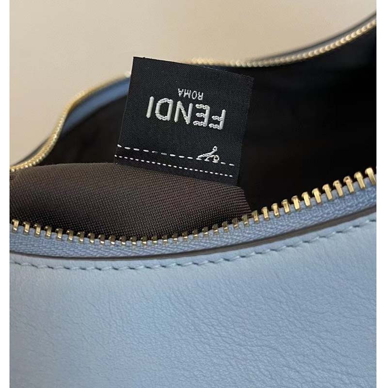 Fendi Women FF Fendigraphy Small Light Blue Leather Bag