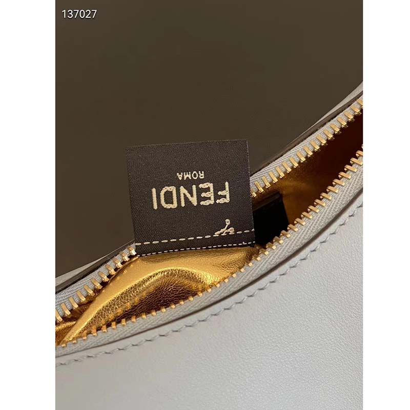 Fendi Women FF Nano Fendigraphy Light Blue Leather Charm
