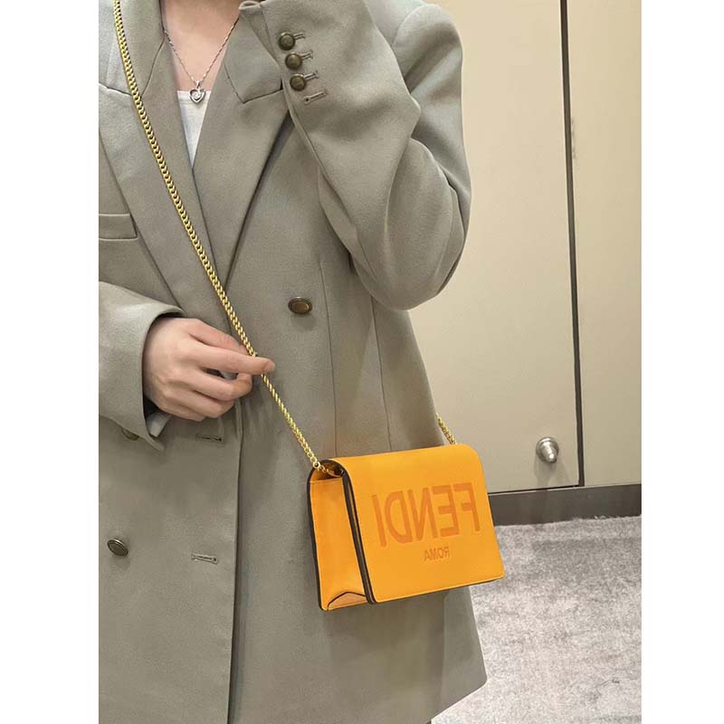 Fendi Women FF Wallet On Chain Brown Leather Mini Bag