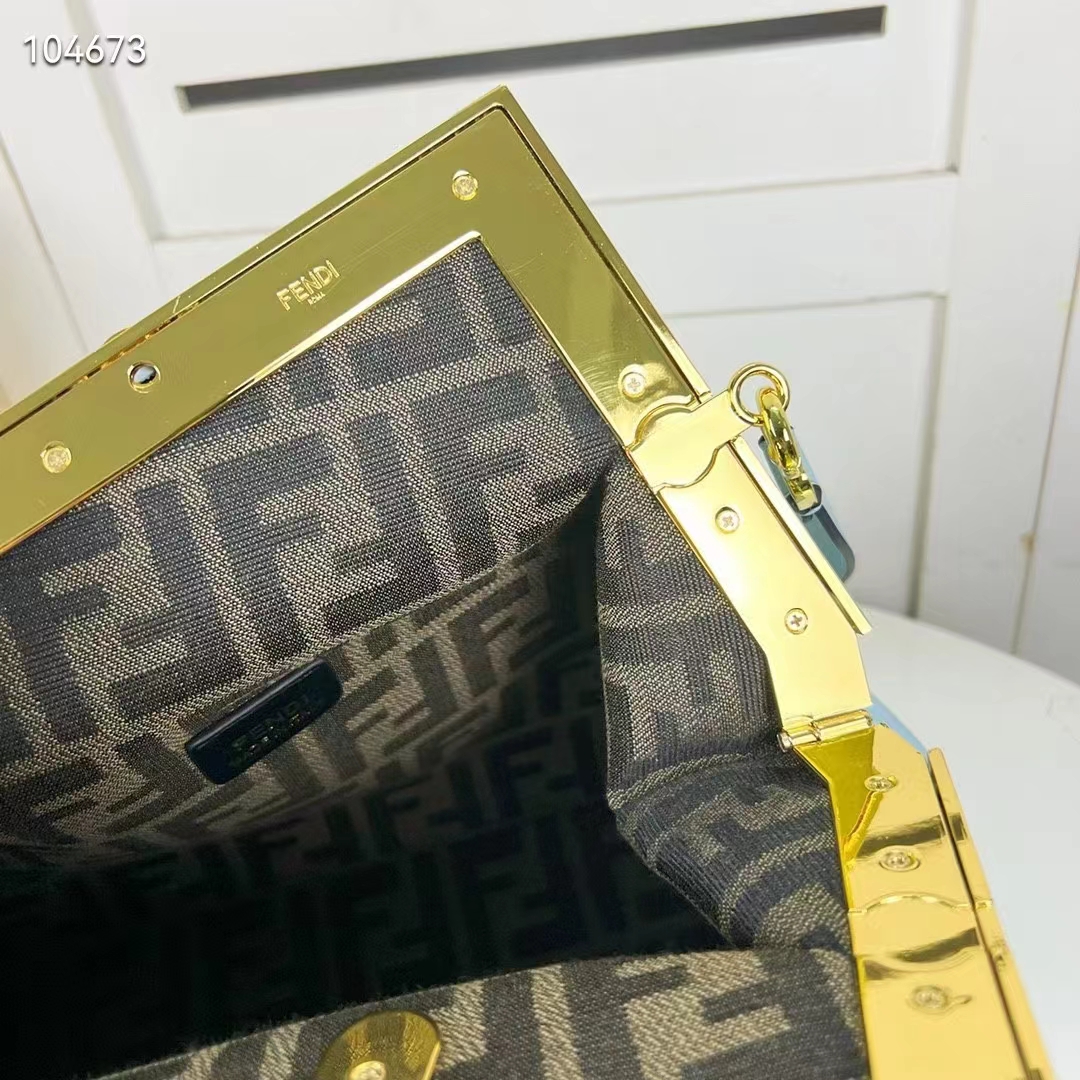 Fendi Women First Medium Light Blue Leather Bag