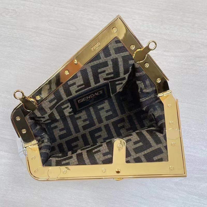 Fendi Women First Small Fendace White Yellow Printed Silk Bag