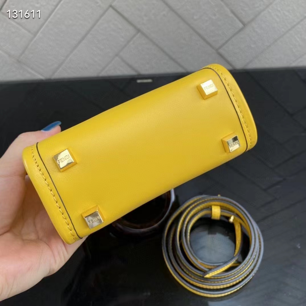 Fendi Women Mini Sunshine Shopper Yellow Leather Mini Bag
