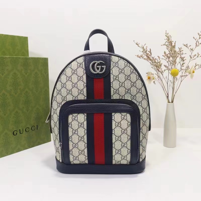 G*u*i unisex ophidia gg small backpack beige blue gg supreme canvas