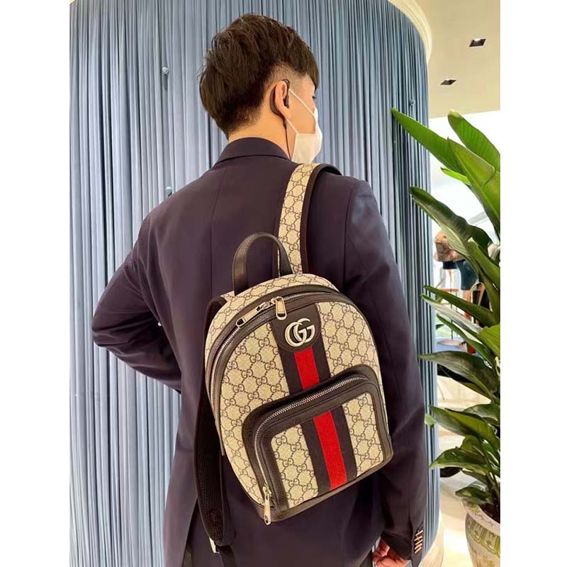 G*u*i unisex ophidia gg small backpack beige blue gg supreme canvas