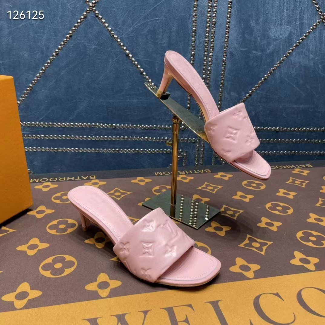 Louis Vuitton LV Women Revival Mule Pink Monogram Embossed Lambskin 5.5 cm Heel