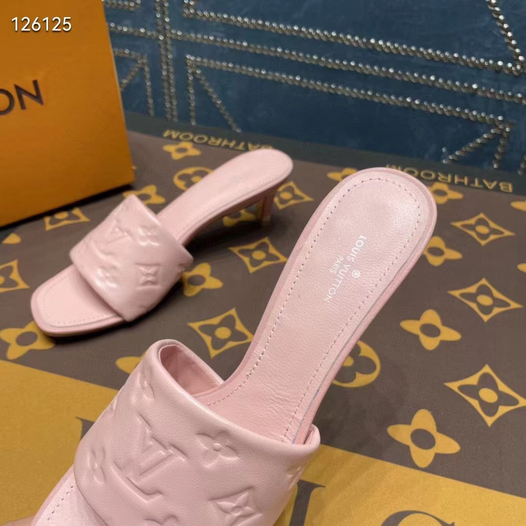 Louis Vuitton LV Women Revival Mule Pink Monogram Embossed Lambskin 5.5 cm Heel