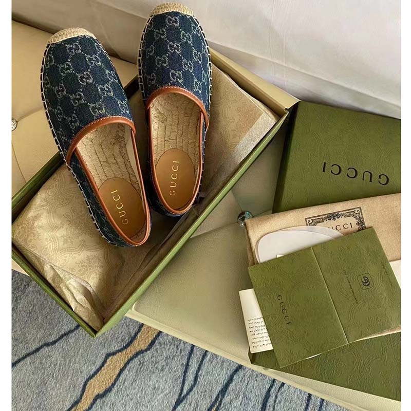 G*u*i gg unisex jacquard espadrille navy washed organic gg jacquard denim