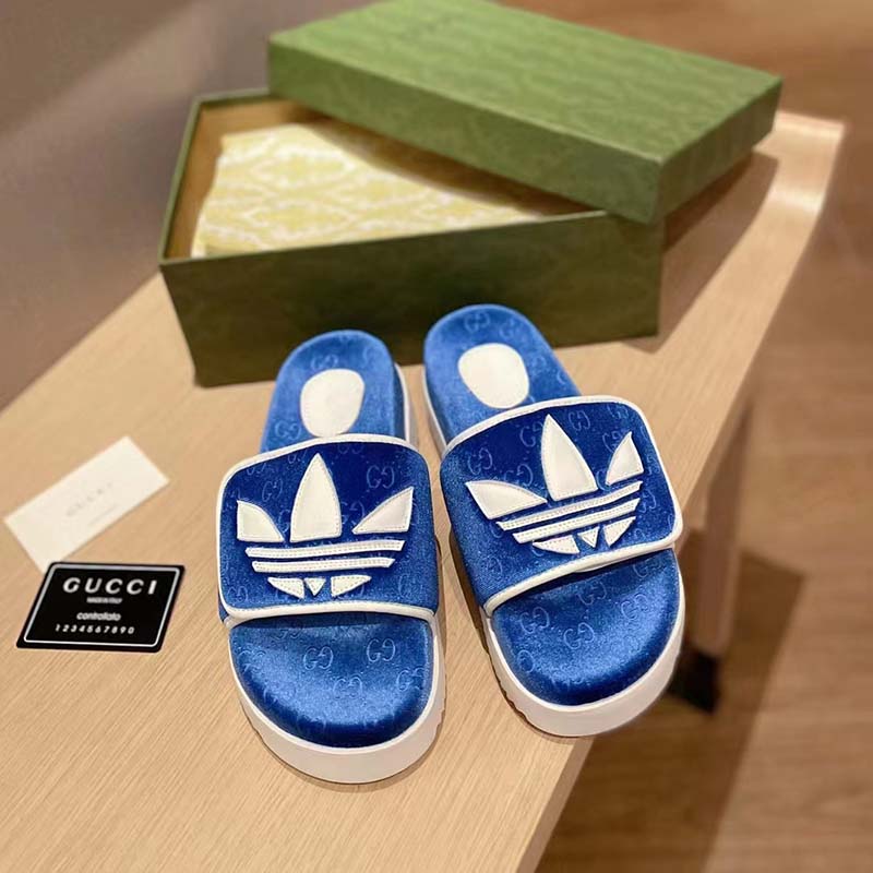 G*u*i unisex adidas x G*u*i gg platform sandal blue gg cotton sponge
