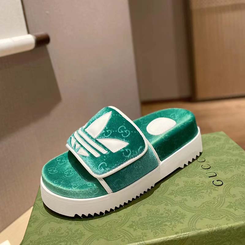 G*u*i unisex adidas x G*u*i gg platform sandal green gg cotton sponge