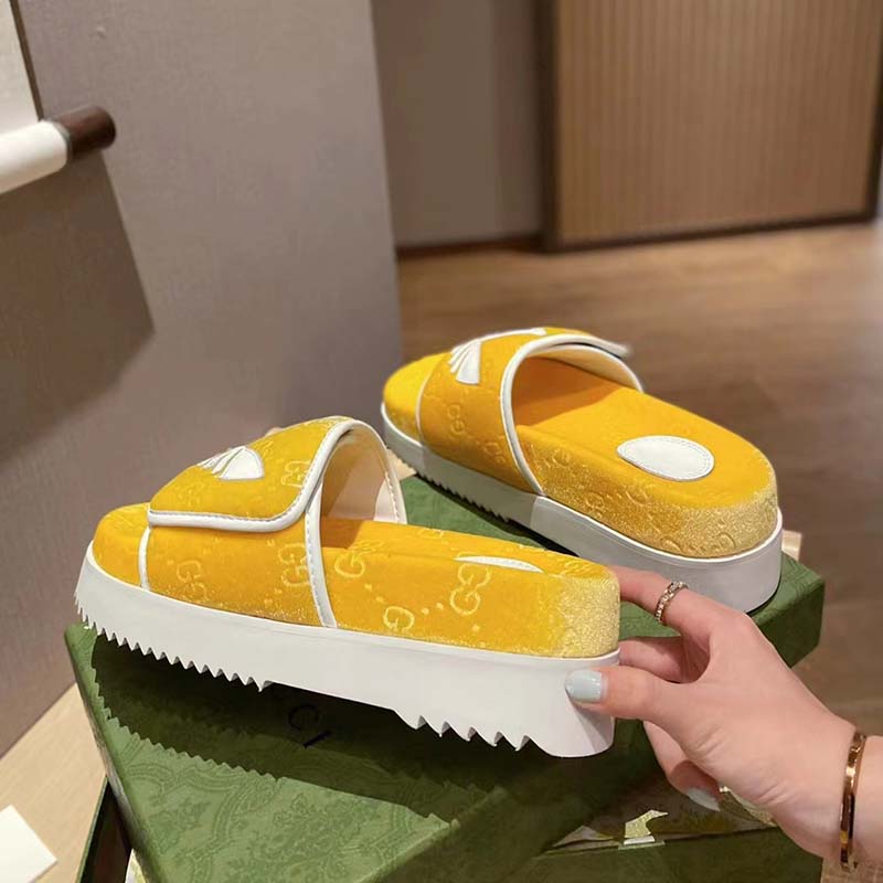 G*u*i unisex adidas x G*u*i gg platform sandal yellow gg cotton sponge