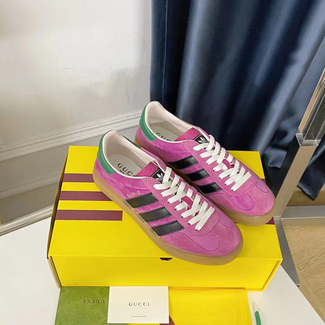 G*u*i unisex adidas x G*u*i gazelle sneaker pink suede trefoil embossed